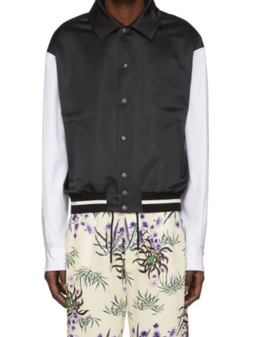 Kenzo Black and White Satin Bomber Jacket
